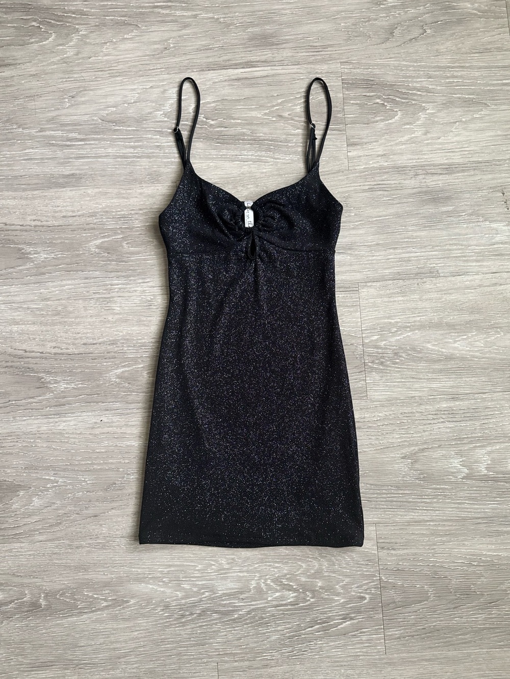 Lucy in the Sky Black Sparkle Slip Dress with Adjustable Straps